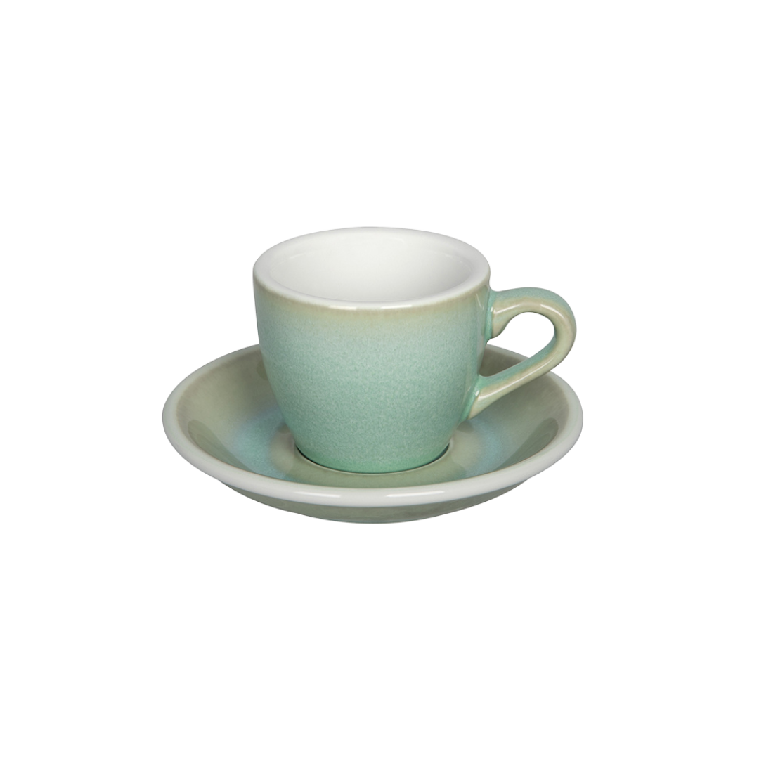 Egg 80ml Espresso Cup & Saucer Set (Potters Colours)